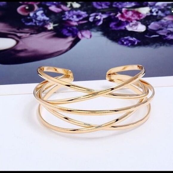 Gold Multilayer Bangle Bracelet  - Picture 1 of 3